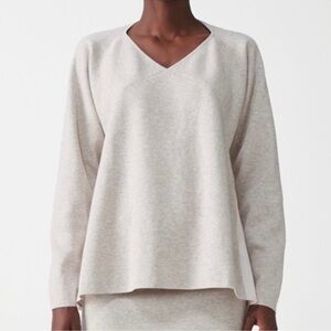 COS Beige Cotton Yak‎ Hair Panelled Mixed Texture Sweater Top Size large